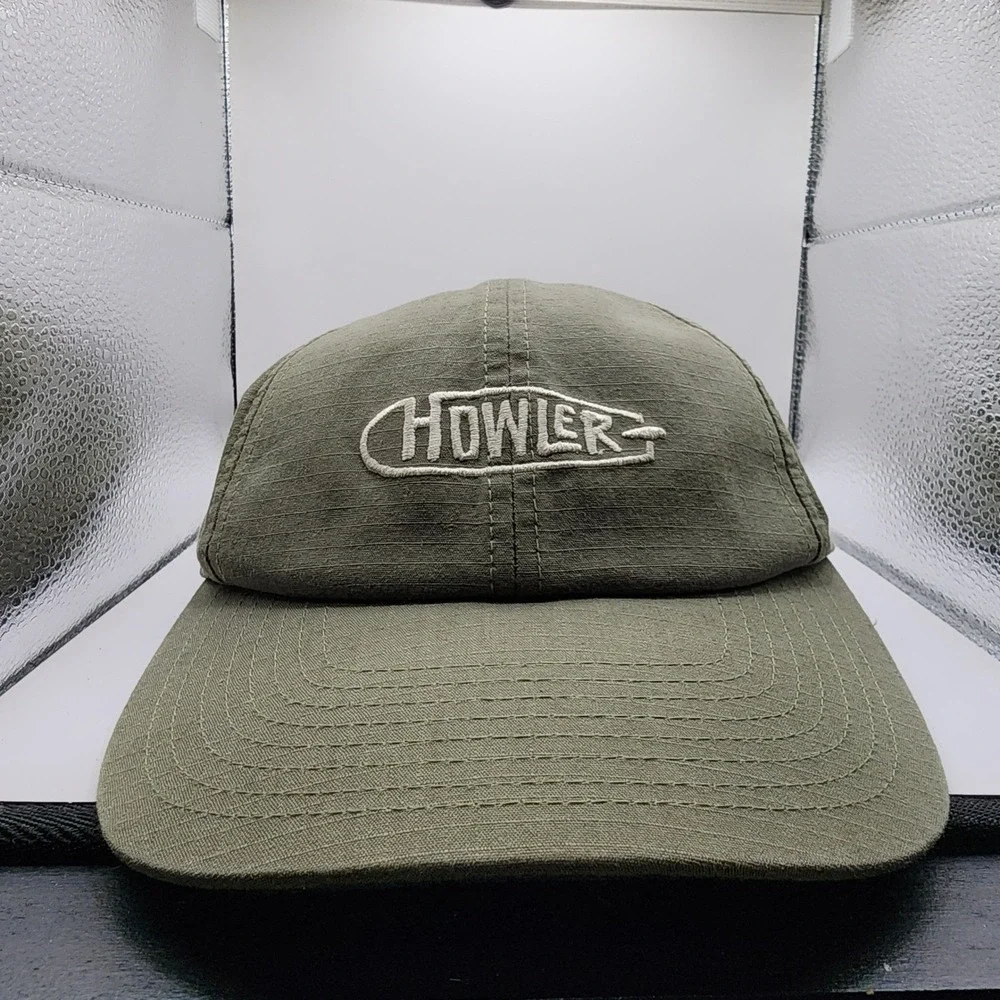 Howler Brothers Ripstop Cotton Strapback Hat Olive‎ Green Embroidered Logo Cap